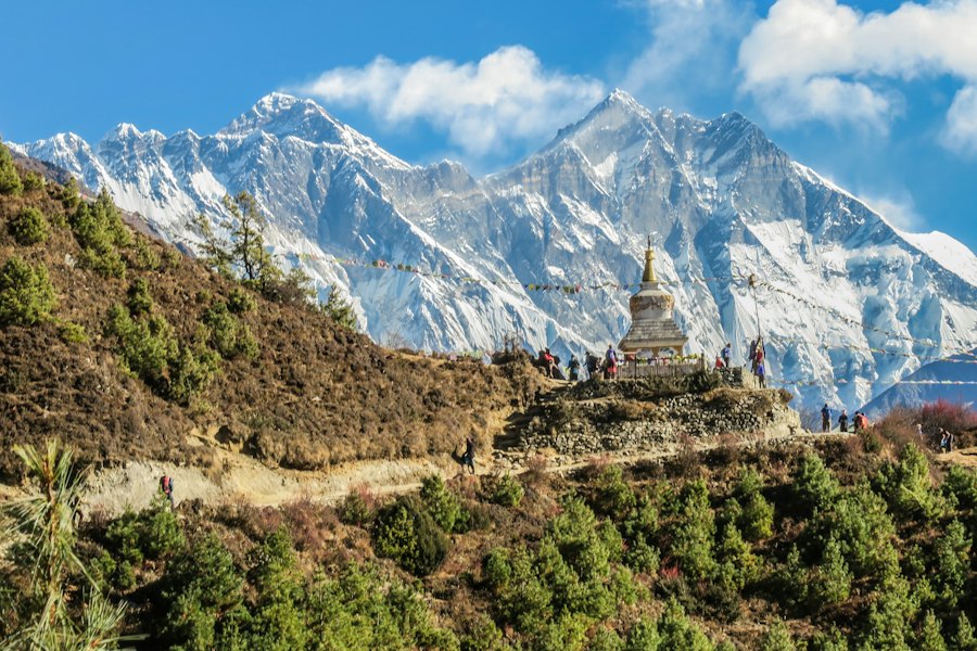 Himalayan valley with a stupa